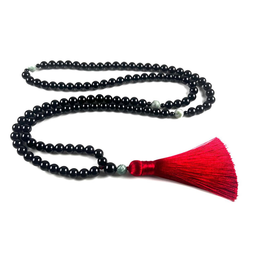 Mala Budista Ónix Negro y Jadeíta