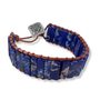 Pulsera Jaspe Azul Tejida en Cuero