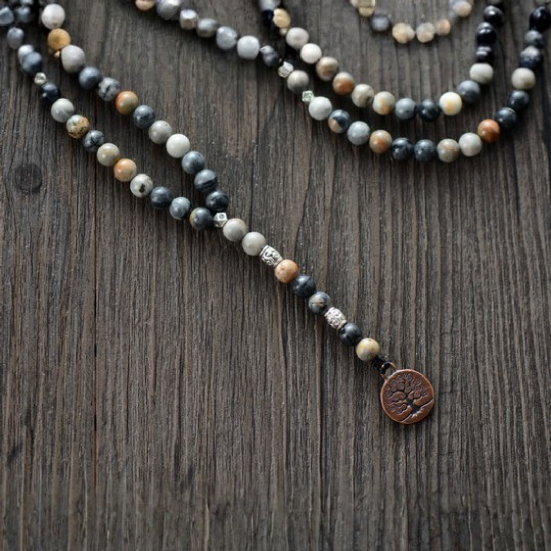 Collar Étnico con colgante Árbol de la Vida - Jaspe