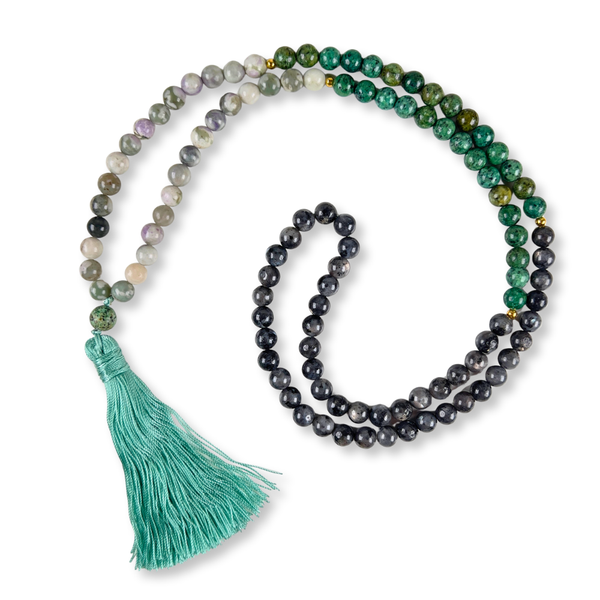 Collar Mala de Jaspe, Turquesa y Larvikita