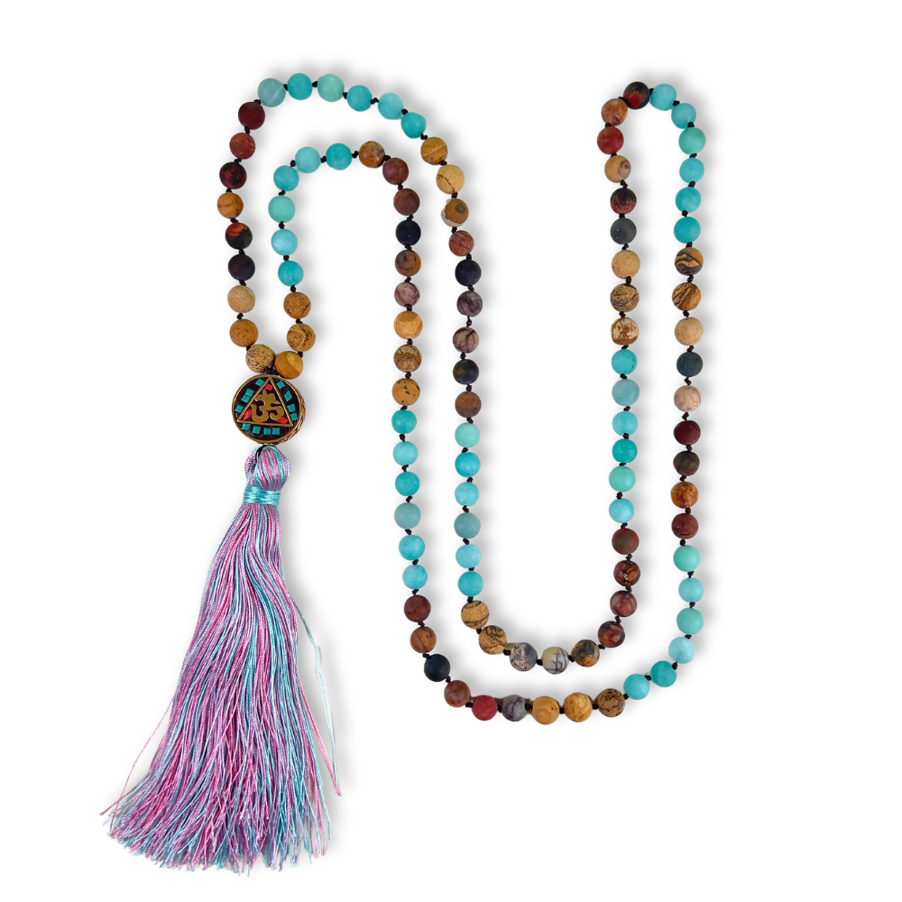 Mala Nepalí de Meditación - Colgante Om