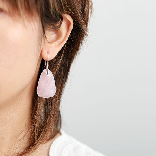 Aros de Cuarzo Rosado Natural