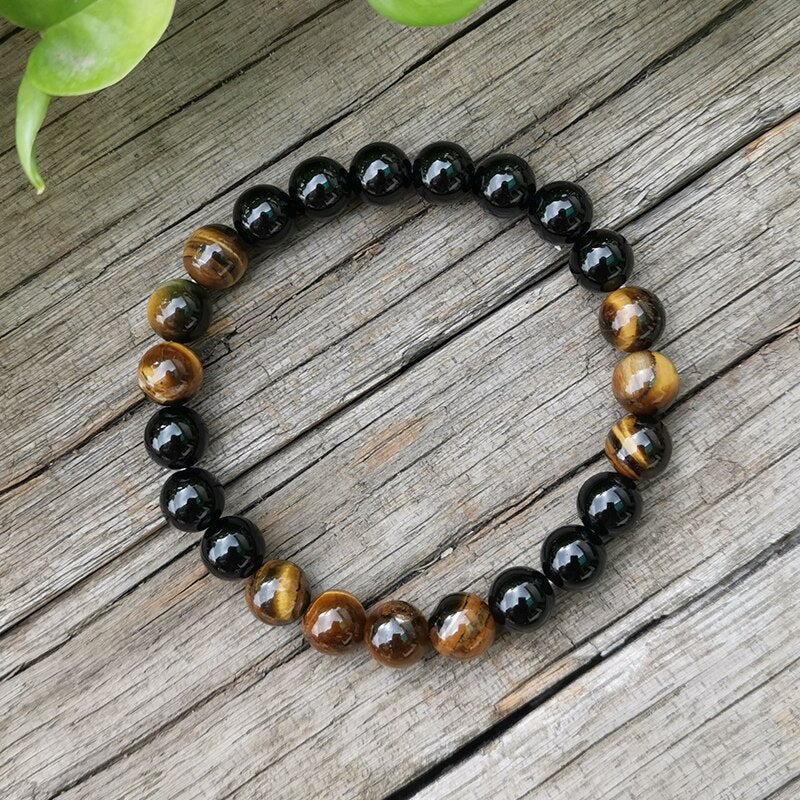 Conjunto Japa Mala Ónix Negro y Ojo de Tigre