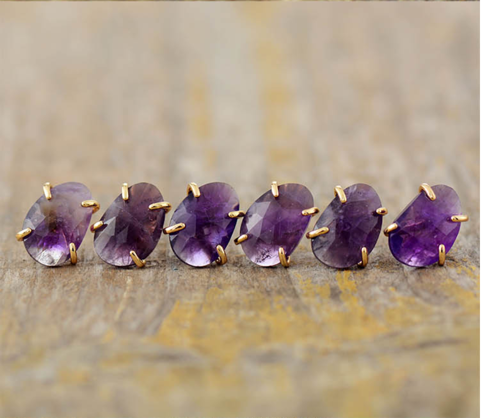 Aros de Amatista Natural <br> Calma y Claridad Interior