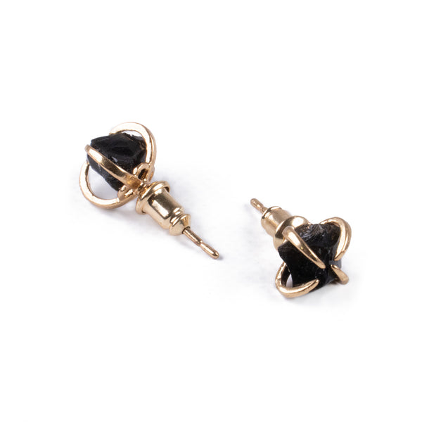 Aros Minimalistas de Obsidiana dorados