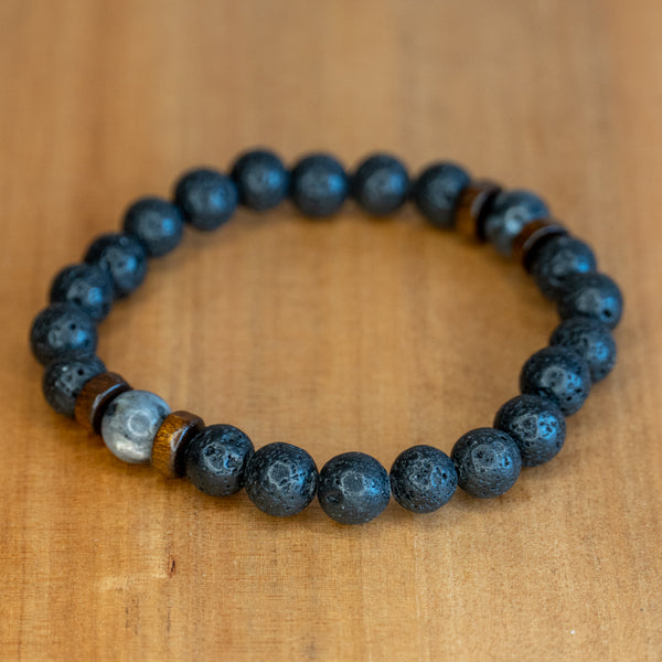 Pulsera de Piedra <br>volcánica y Lunar