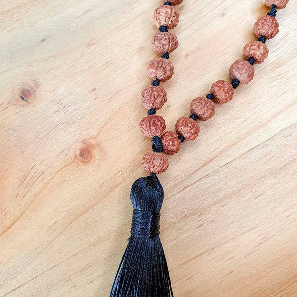 Mala de Rudraksha y Pómulo Negro<br>Protección y Paz Interior 🕉️