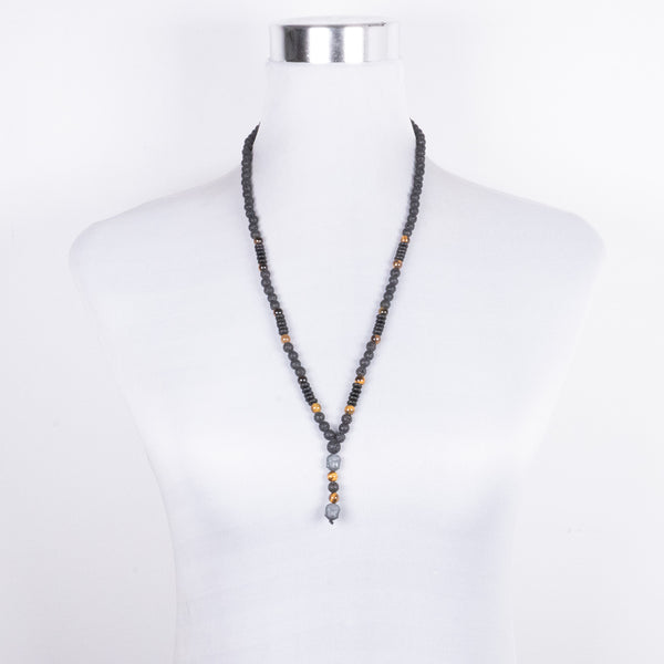 Collar Cabeza de Buda con Ojo de Tigre y Piedra Volcánica