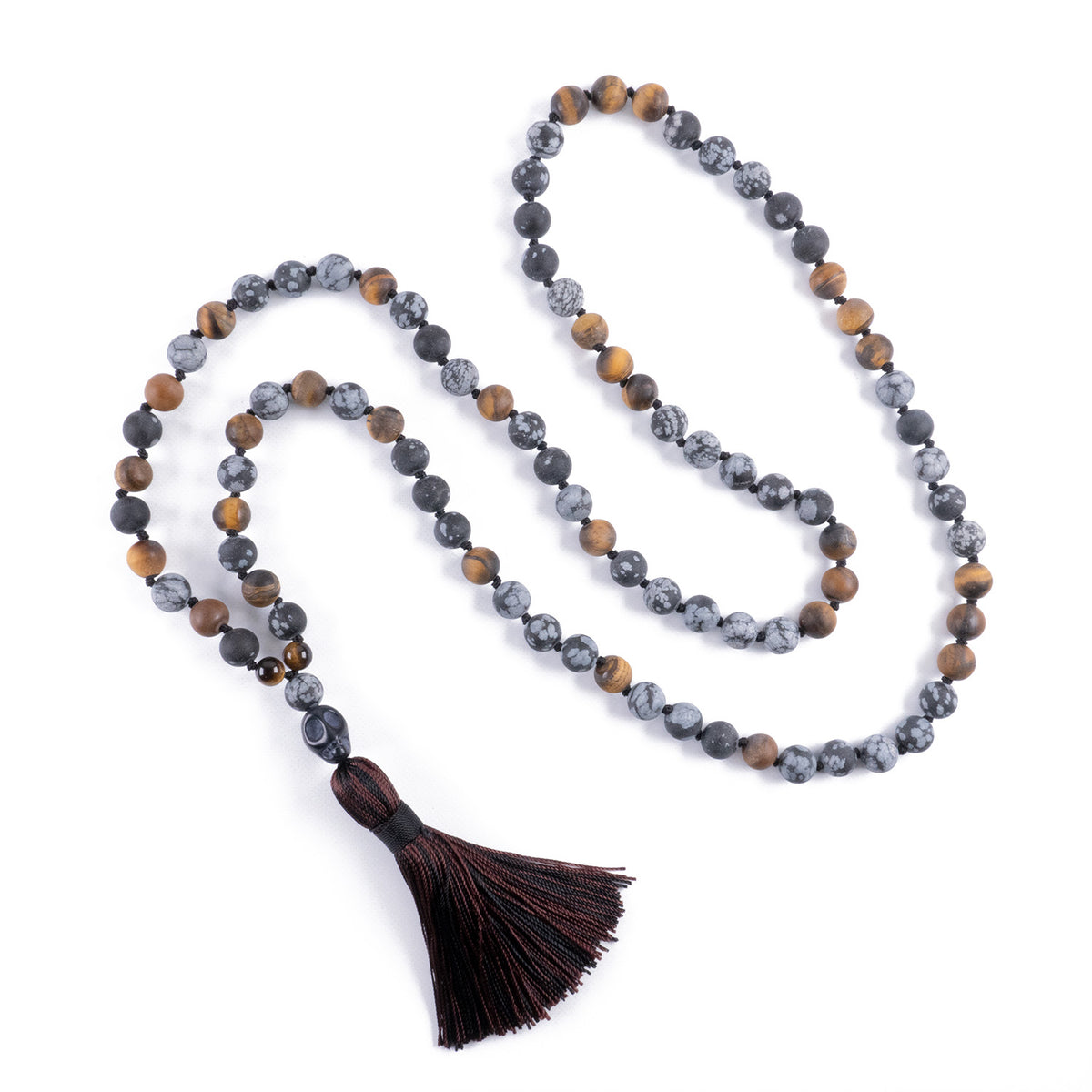 Collar de jaspe y ojo de tigre con detalle cráneo