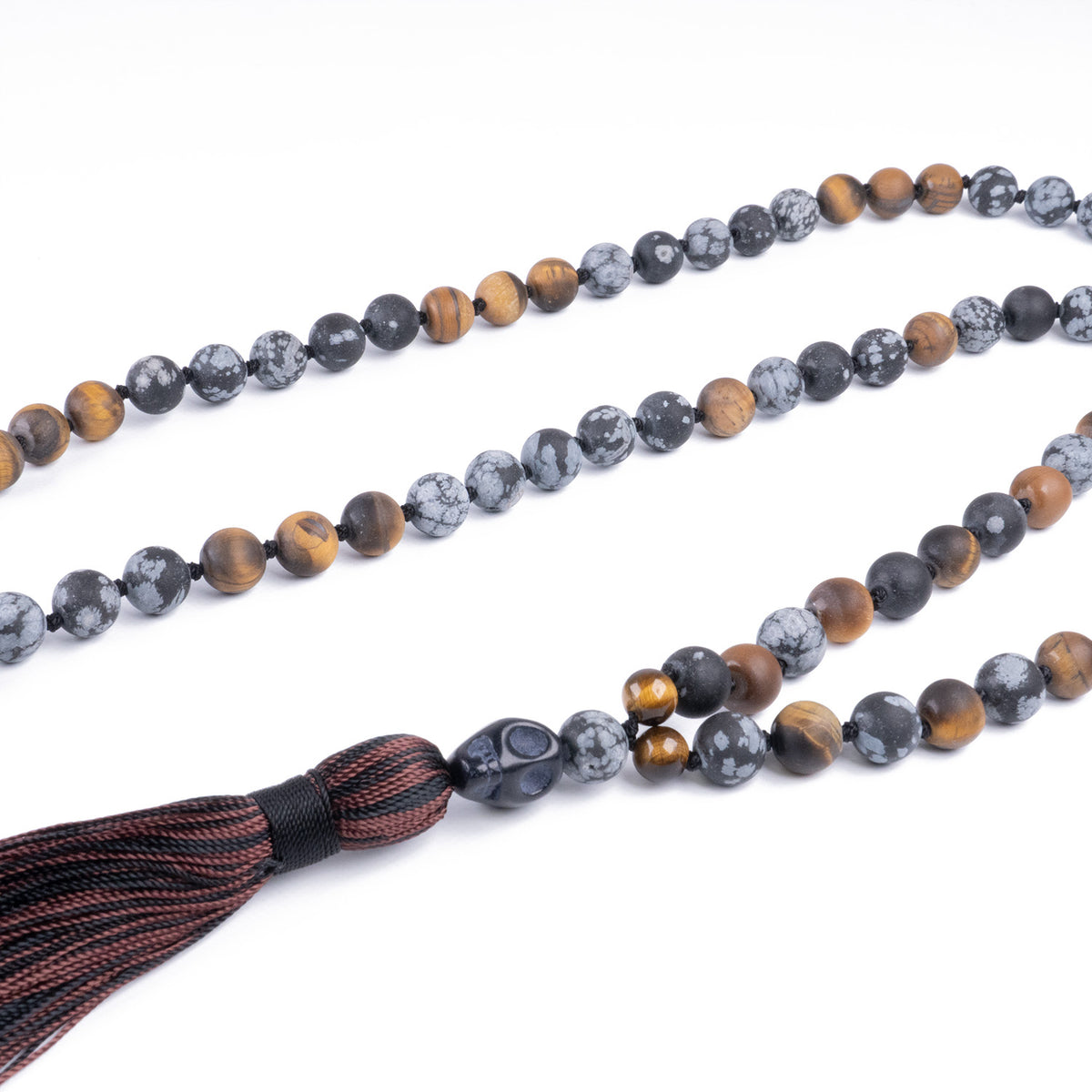 Collar de jaspe y ojo de tigre con detalle cráneo