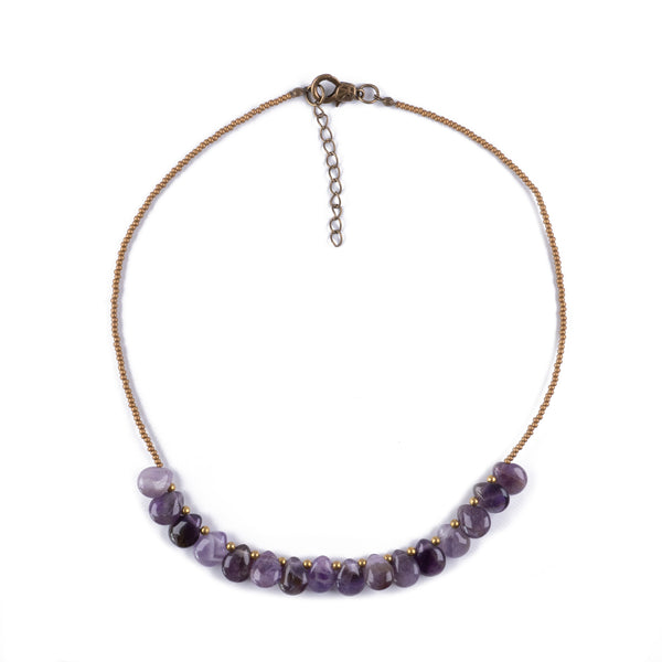 Collar corto Amatista Cuentas semilla 💜