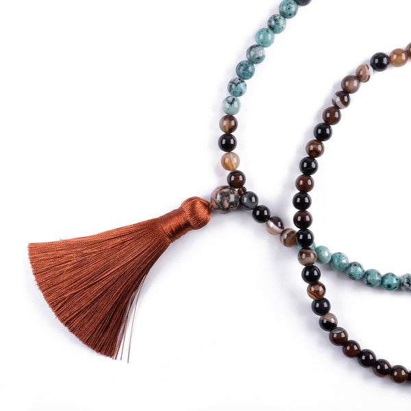 Collar Ónix, Labradorita y Turquesa