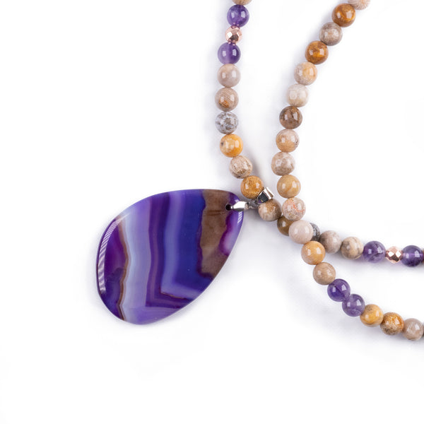 Mala con colgante de Amatista para Emociones y Claridad Mental
