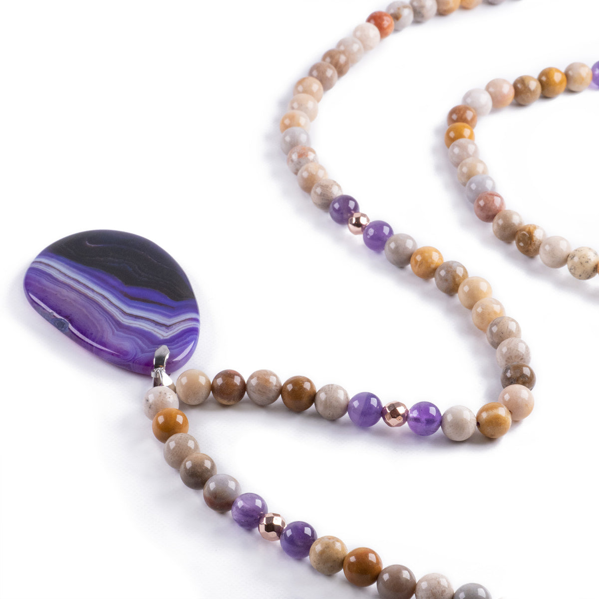 Mala con colgante de Amatista para Emociones y Claridad Mental