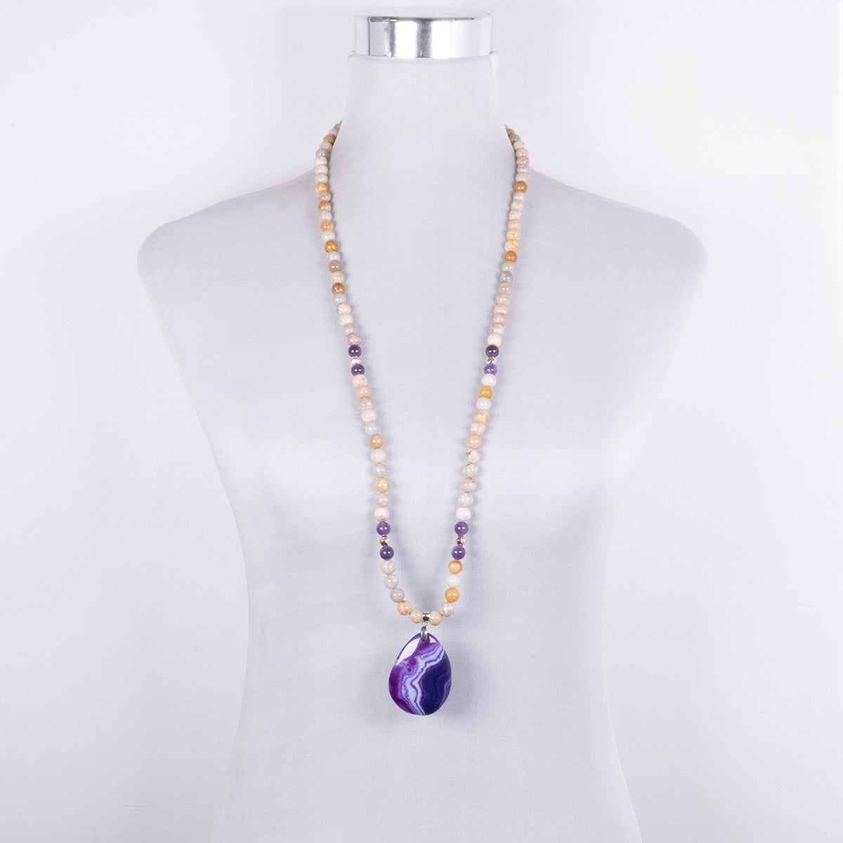 Mala con colgante de Amatista para Emociones y Claridad Mental