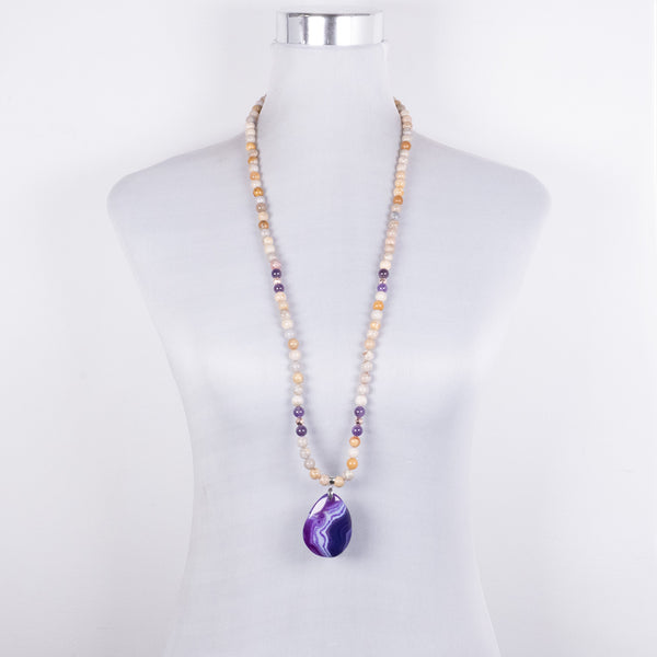 Mala con colgante de Amatista para Emociones y Claridad Mental