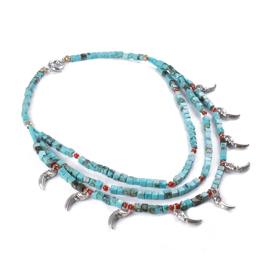 Collar Turquesa y Dijes Elefantes Protectores 🐘