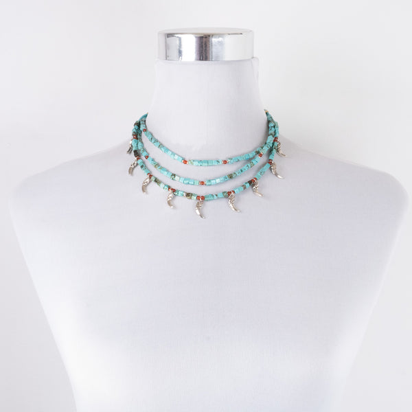 Collar Turquesa y Dijes<br>Elefantes Protectores 🐘