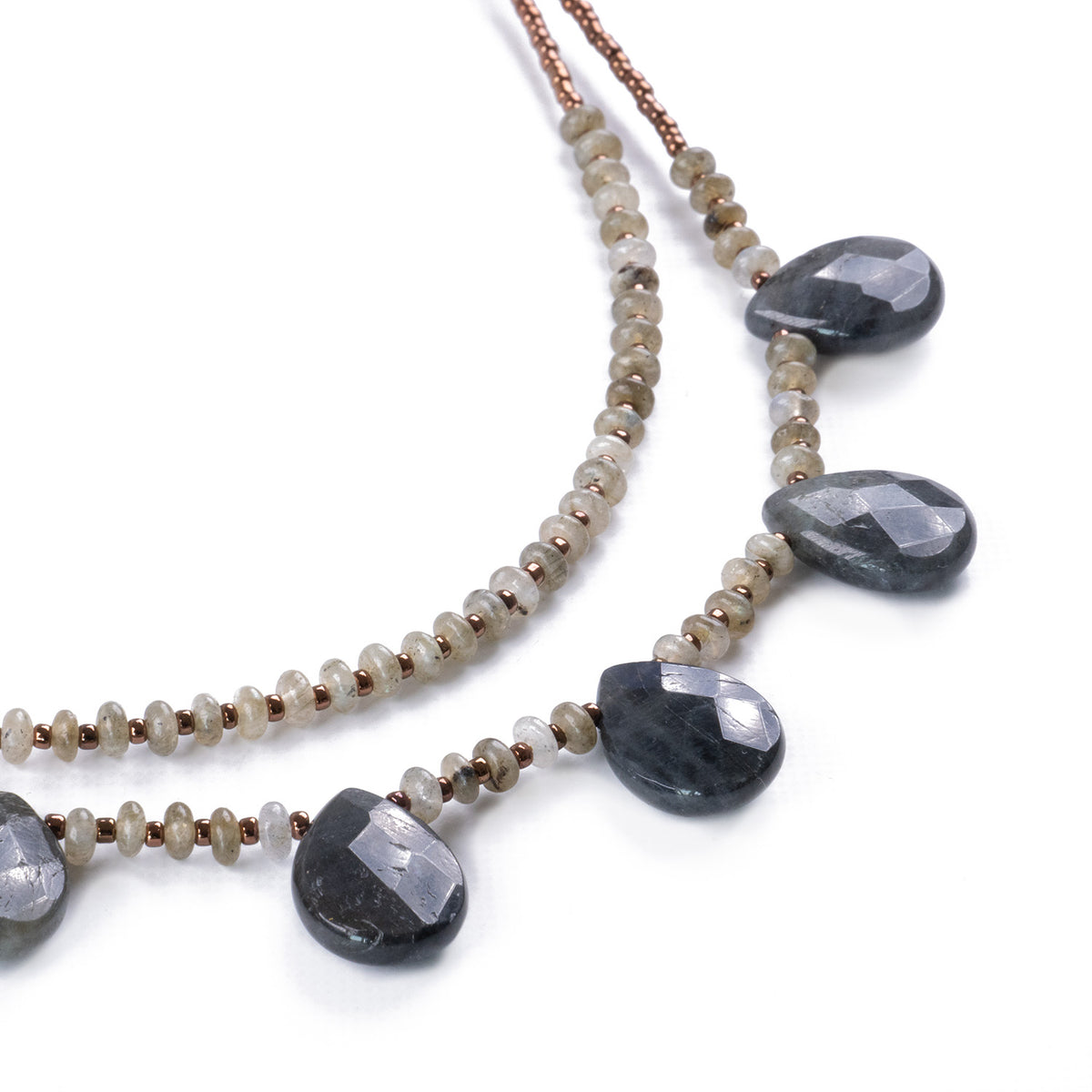 Collar Corto con Colgante Gotas de Agua de Labradorita