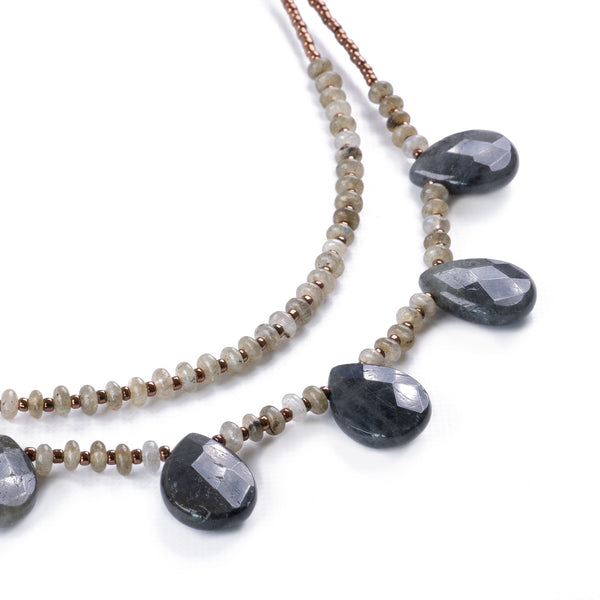 Collar Corto con Colgante Gotas de Agua de Labradorita