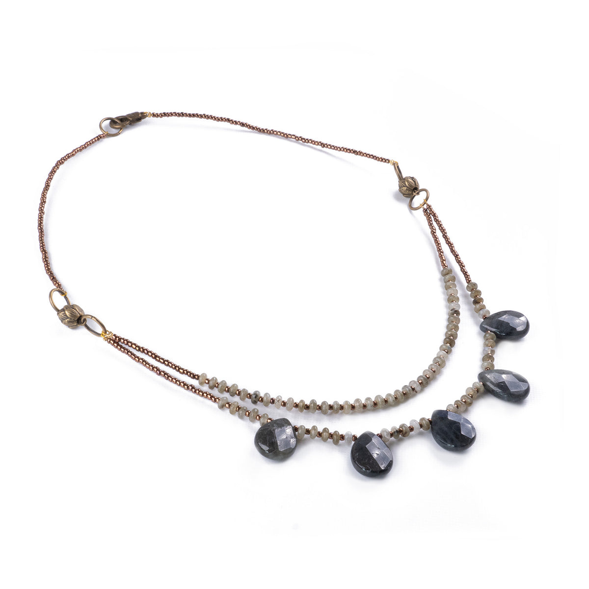 Collar Corto con Colgante Gotas de Agua de Labradorita