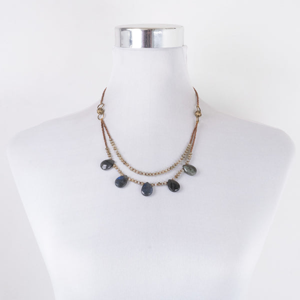 Collar Corto con Colgante Gotas de Agua de Labradorita