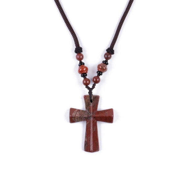 Collar Cruz de Jaspe <br> Fuerza, fe y protección 🔴
