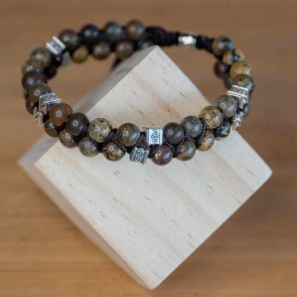 Pulsera de piedra trenzado - Jaspe étnico