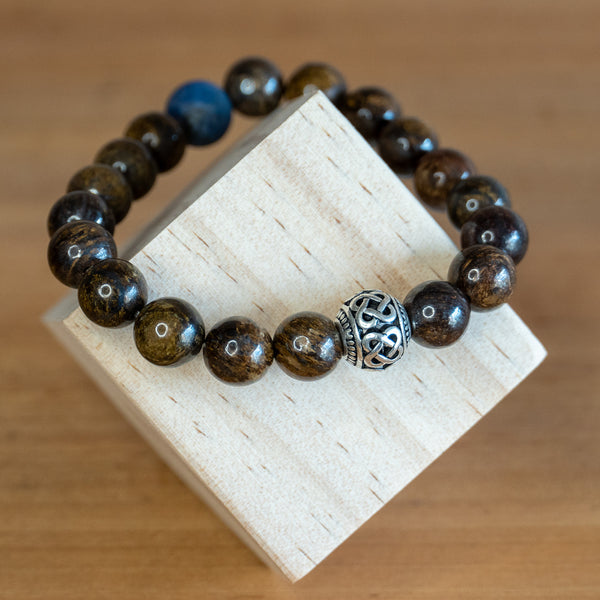 Pulsera de cuenta tibetana y broncita 10mm
