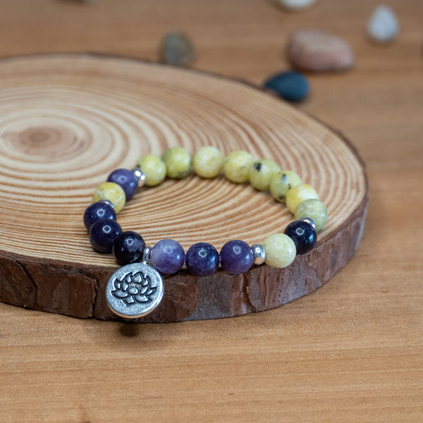 Pulsera relajación <br> Amatista y Howlita