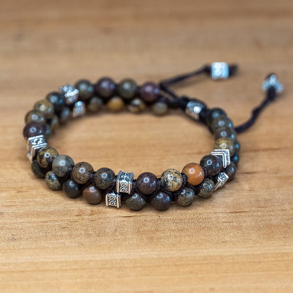Pulsera de piedra trenzado - Jaspe étnico