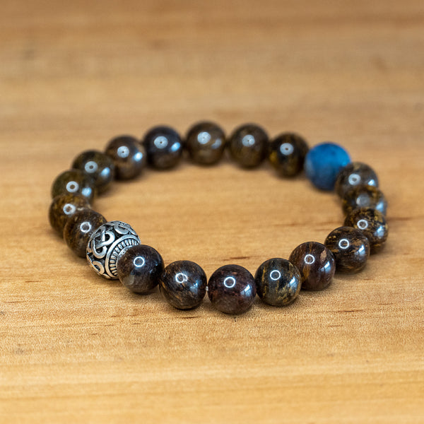 Pulsera de cuenta tibetana y broncita 10mm