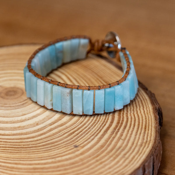 Pulsera bohemia de piedra Amazonita natural