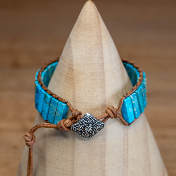 Pulsera Bohemia Turquesa de Piedra Jaspe Natural