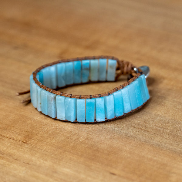 Pulsera bohemia de piedra Amazonita natural