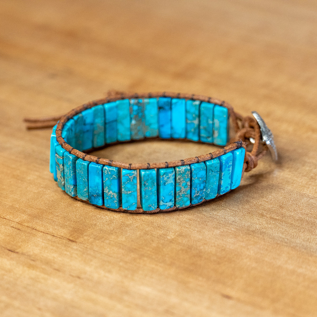 Pulsera Bohemia Turquesa de Piedra Jaspe Natural