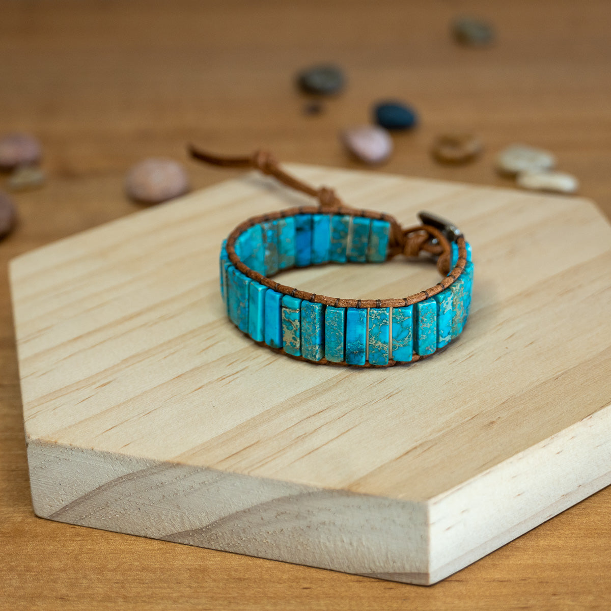 Pulsera Bohemia Turquesa de Piedra Jaspe Natural