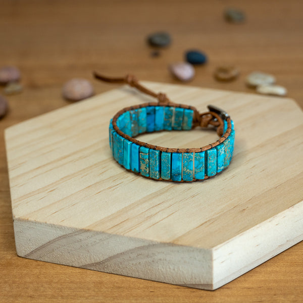 Pulsera Bohemia Turquesa de Piedra Jaspe Natural