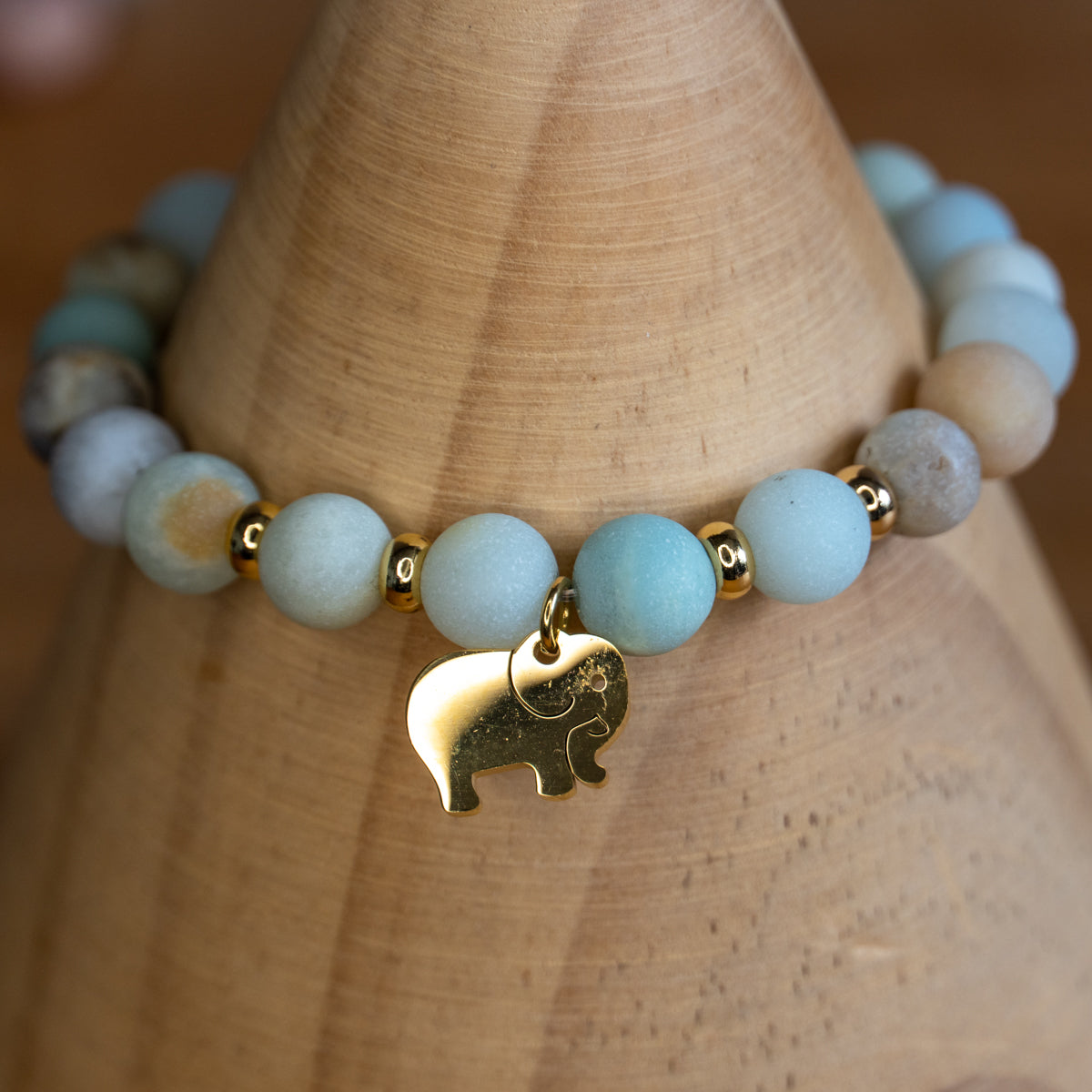 Pulsera Yoga de Amazonita Natural con colgante Elefante
