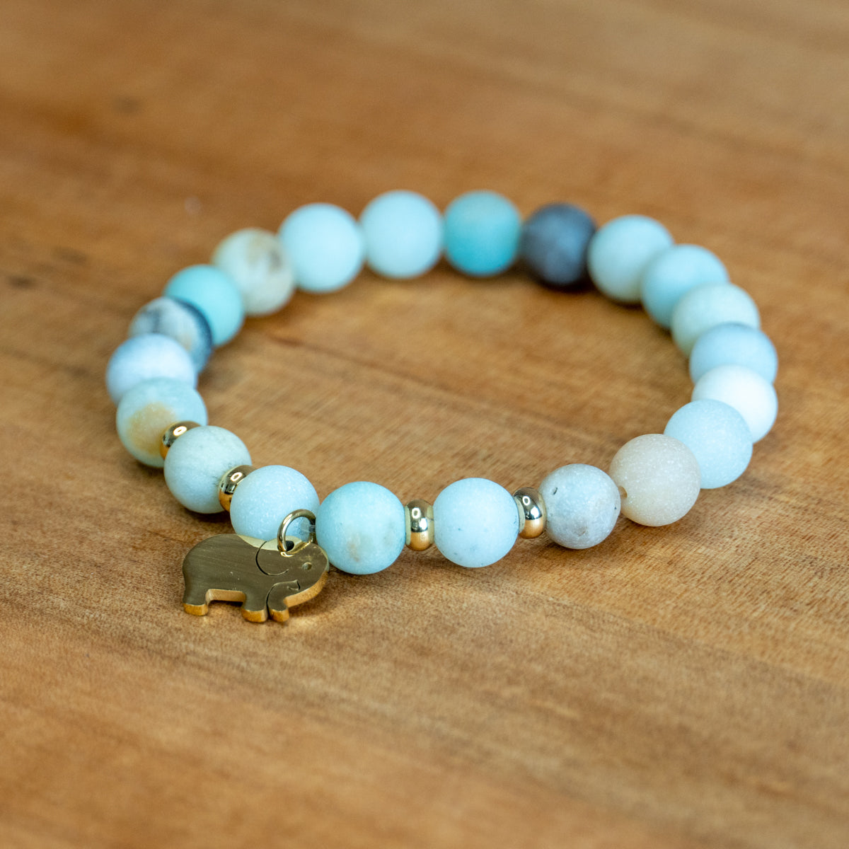 Pulsera Yoga de Amazonita Natural con colgante Elefante