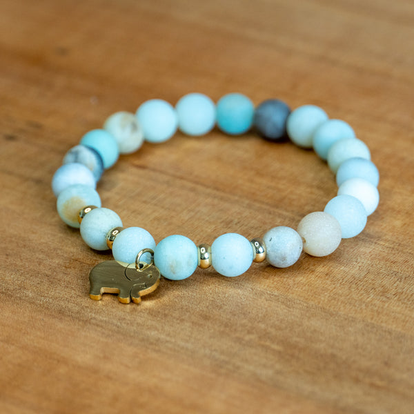 Pulsera Yoga de Amazonita Natural con colgante Elefante