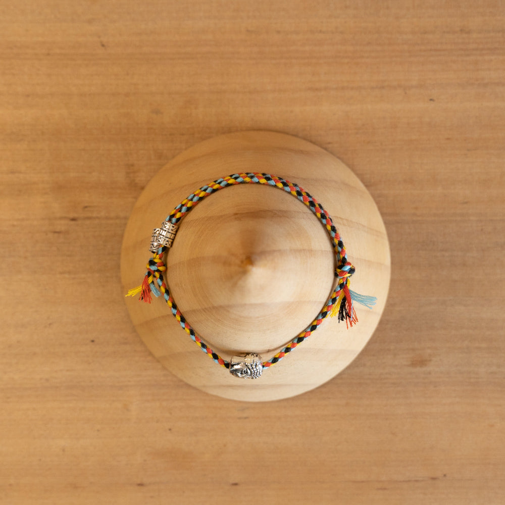 Pulsera Multicolor Étnico con cabeza de Buda - Amarillo