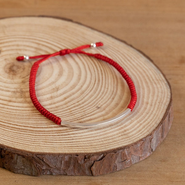 Pulsera Hilo rojo con barra de Plata 925