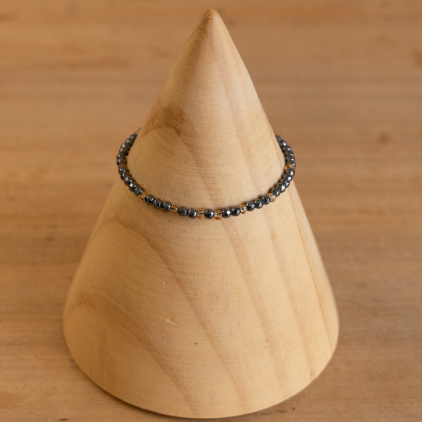 Pulsera de piedra natural 3mm con cuentas de Marcasita