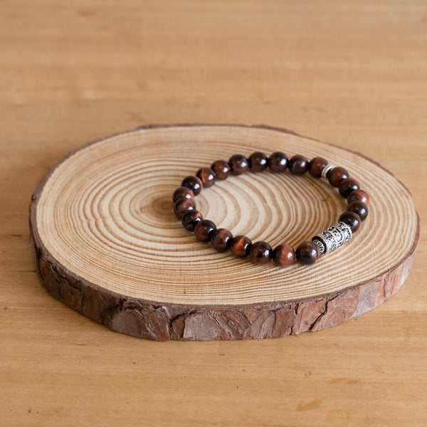 Pulsera de Ojo de Tigre - Om Mani Padme Hum