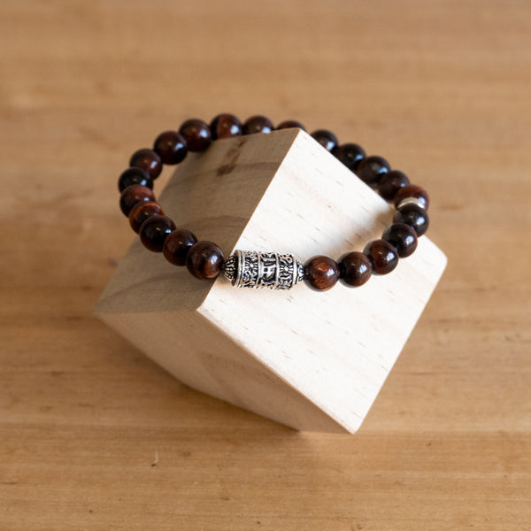 Pulsera de Ojo de Tigre - Om Mani Padme Hum