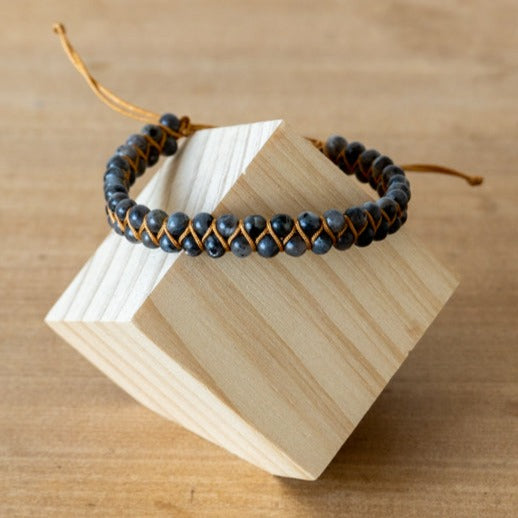 Pulsera Trenzada con Cuentas de Piedra Lunar de 4mm