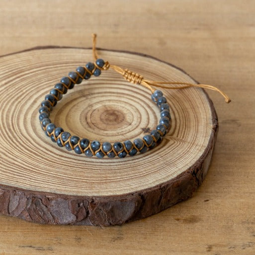 Pulsera Trenzada con Cuentas de Piedra Lunar de 4mm