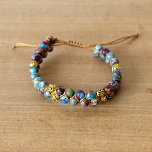 Pulsera de Piedra Natural - Jaspe Morado Trenzado