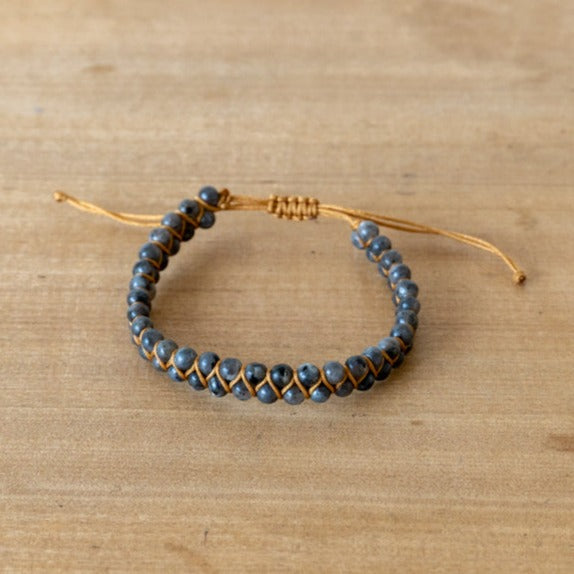 Pulsera Trenzada con Cuentas de Piedra Lunar de 4mm